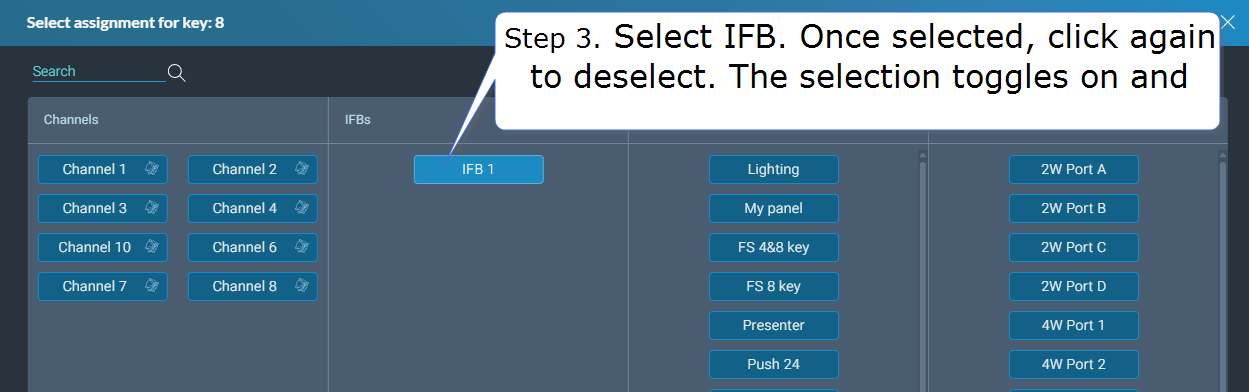 Select IFB for talke